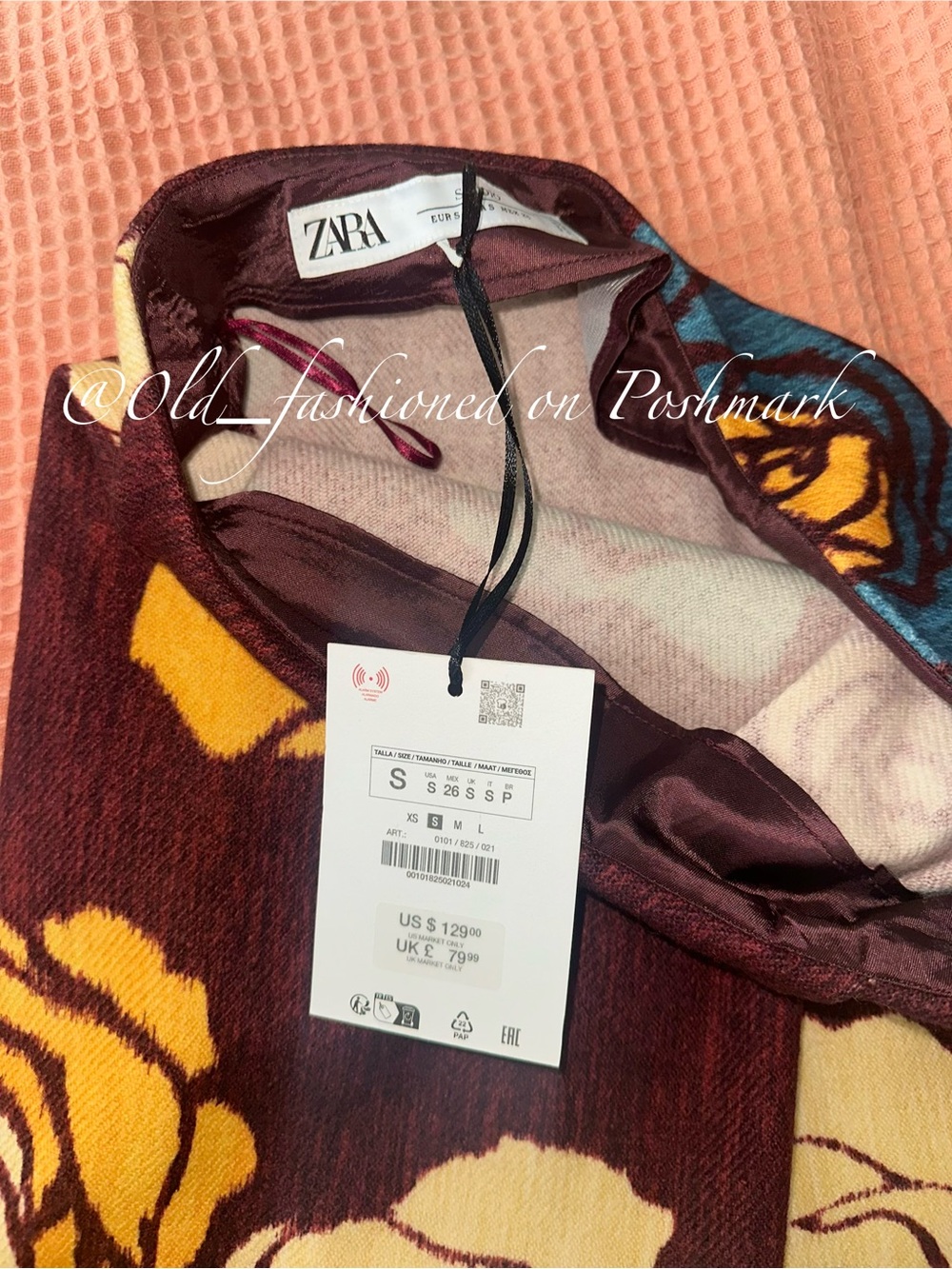 ZARA 100% Wool Floral Print Skirt - Picture 9 of 11